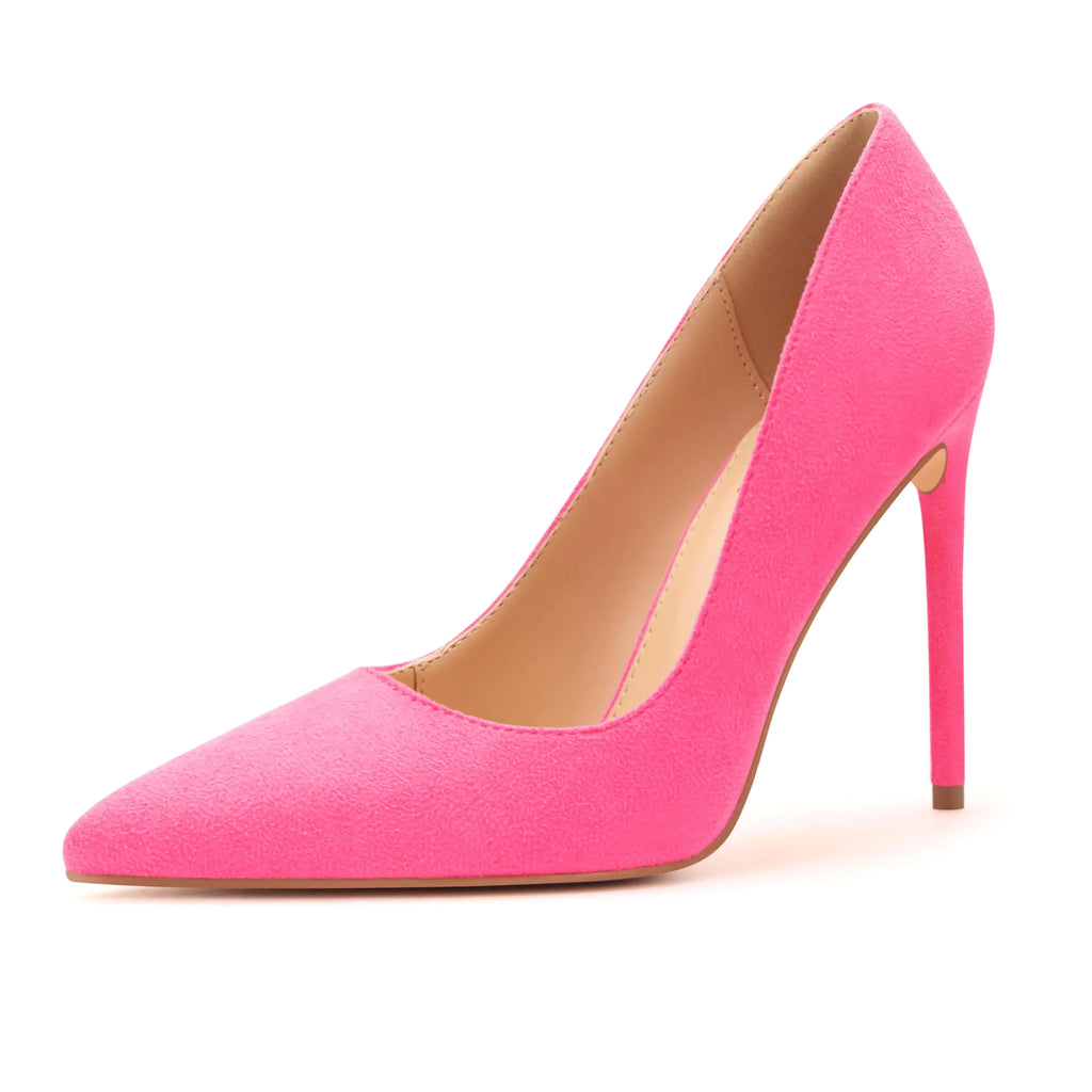 Womens Pumps Slip On High Heels with Pointed Toe 4Inch Stiletto Bridal Party Dress Heels for CasualLucy-Hot Pink Su-9