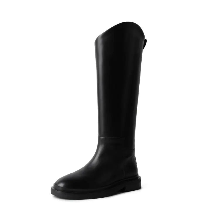 Black riding boot on a white background