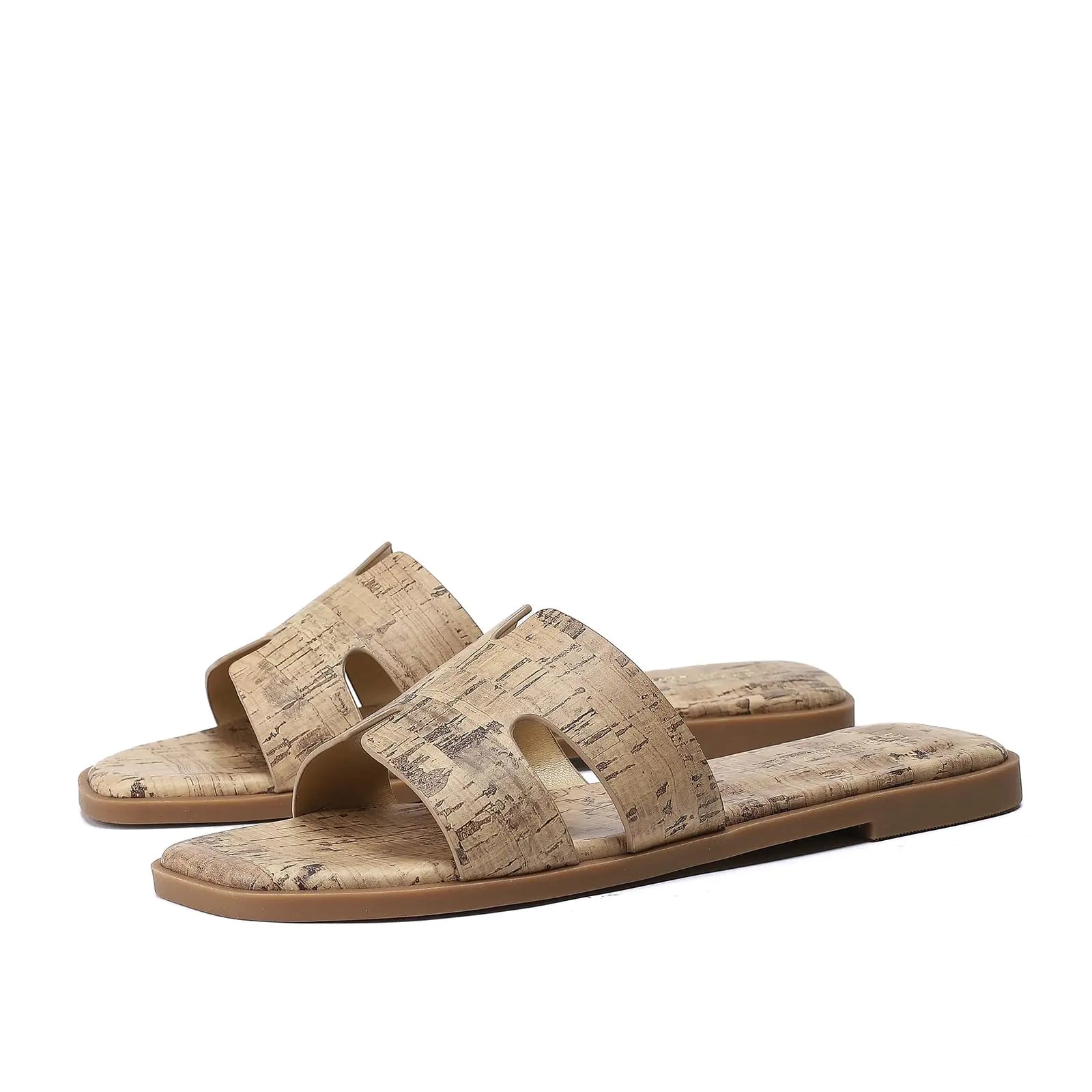 Stratuxx Kaze Open Toe Flat Dress Sandals Womens Slide Sandals Black White Tan Sandals for Women