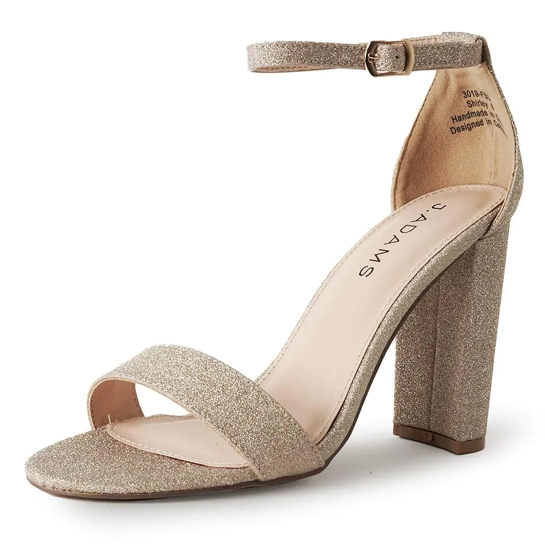 J. Adams Shirley Block Heels for Women - Ankle Strappy Heels for Women High Heels Dressy Sandals - Chunky Heels for Women - Wedding Shoes for Bride Summer Heels