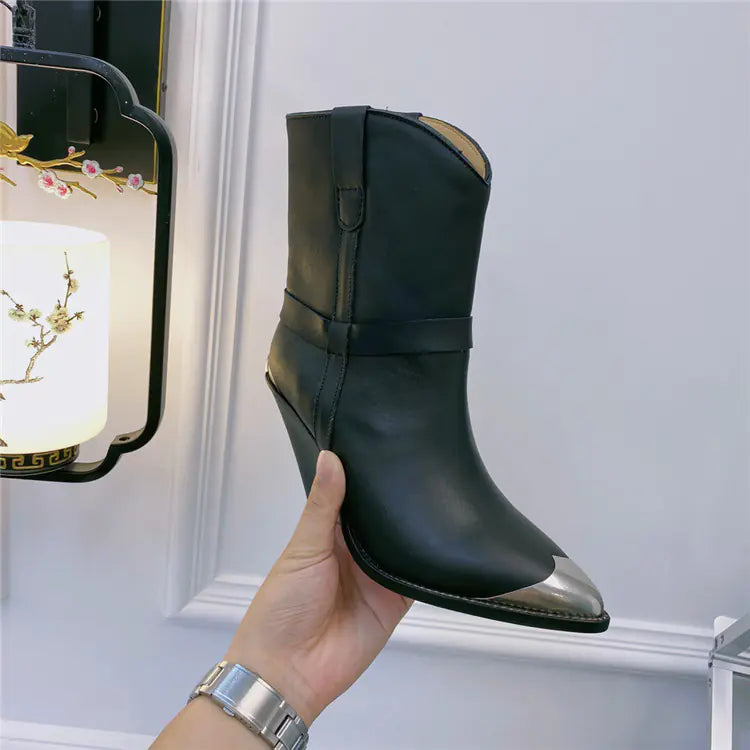 Pointed Toe Women's Fashion Boots with Iron Toe