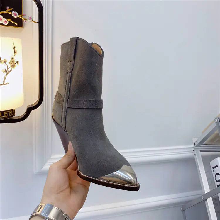 Pointed Toe Women's Fashion Boots with Iron Toe