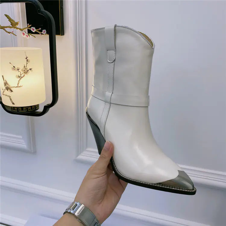 Pointed Toe Women's Fashion Boots with Iron Toe