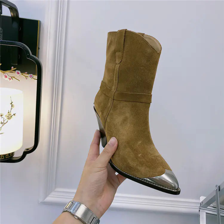 Pointed Toe Women's Fashion Boots with Iron Toe