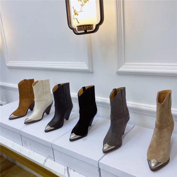 Pointed Toe Women's Fashion Boots with Iron Toe