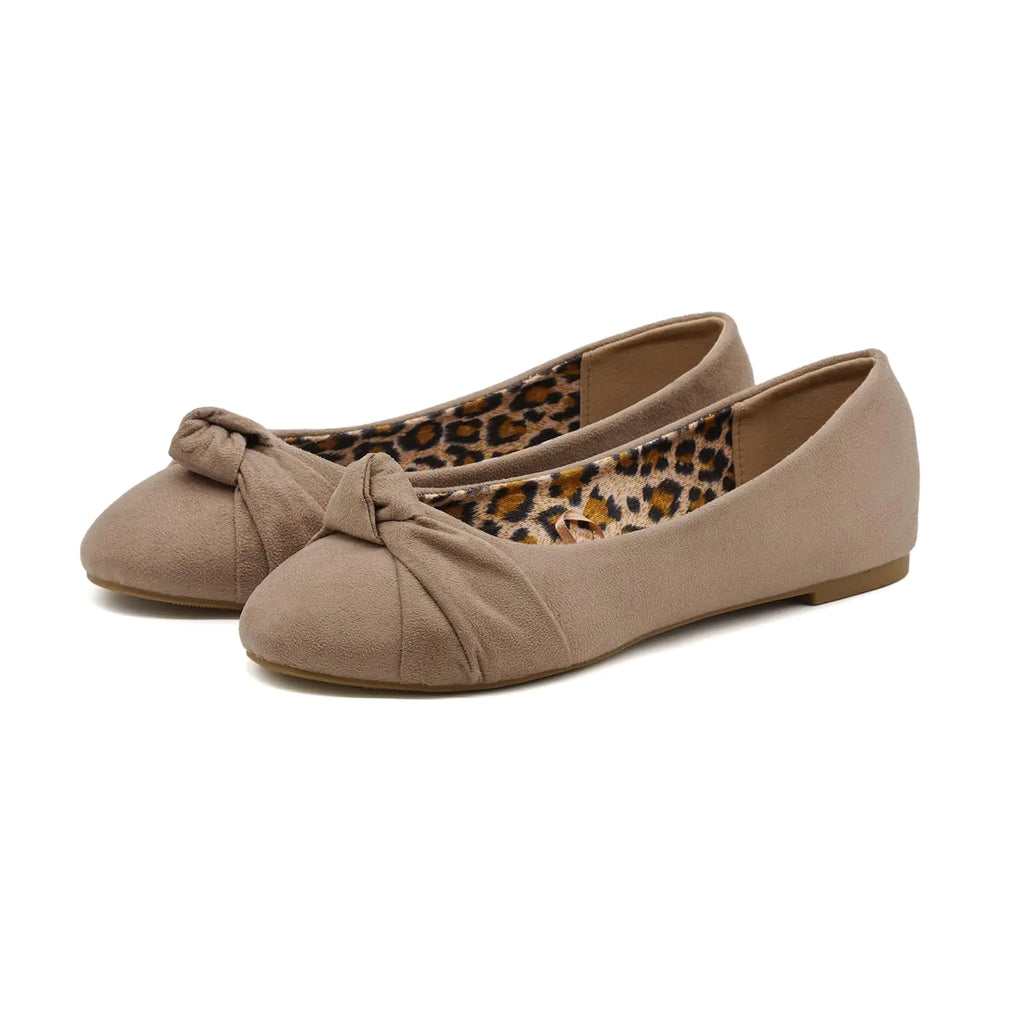 Womens Flats with Knot Front Cute Ballet Flats for Women Casual or Dressy Shoes for Women Comfortable Flats Womens Shoes Taupe