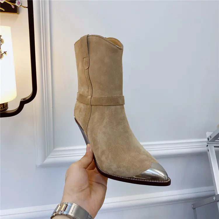Pointed Toe Women's Fashion Boots with Iron Toe